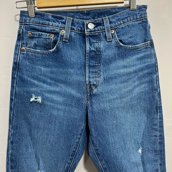 Levi's 501® Ripped Button Fly Straight Leg Jeans 25x28 - Picture 2 of 7